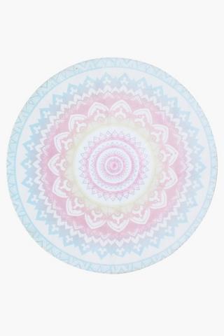 Printed Round Boho Rug 120cm