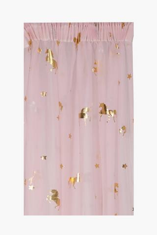 Printed Shine Unicorn Sheer Taped Curtain 230x218cm