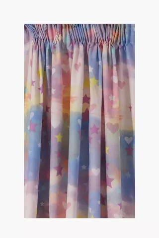 Polycotton Ombre Hearts Taped Curtain 230x218cm