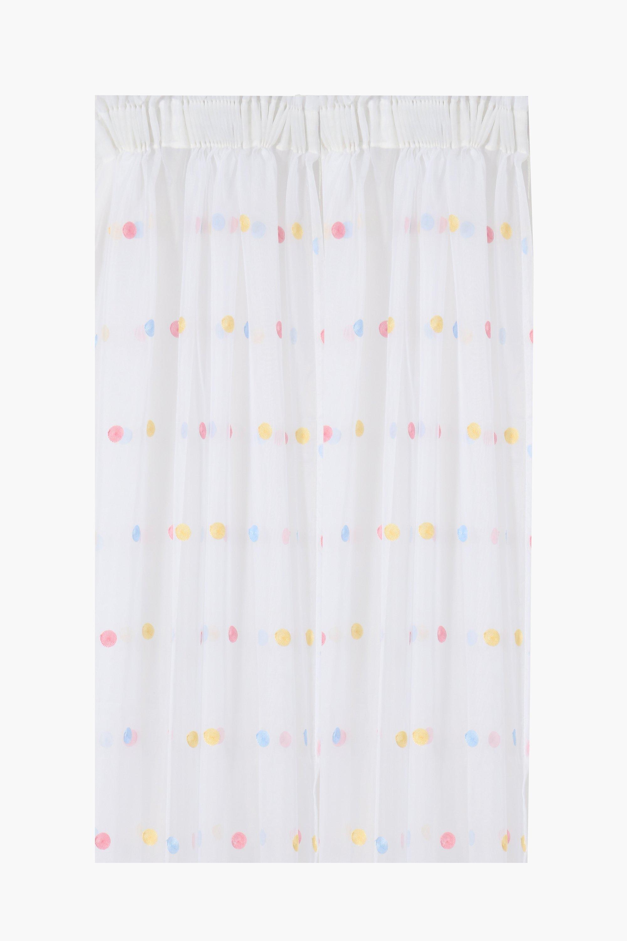 Printed Spot Sheer Taped Curtain 230x218cm