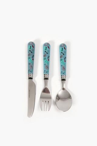 3 Piece Doodle Cutlery Set