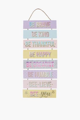 Rainbow Wooden Hanging Slatted Positive Words Sign
