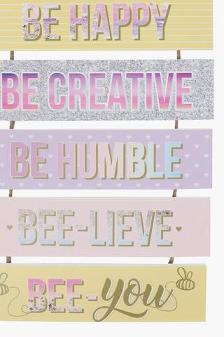Rainbow Wooden Hanging Slatted Positive Words Sign