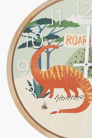 Dino Wooden Wall Clock 30cm
