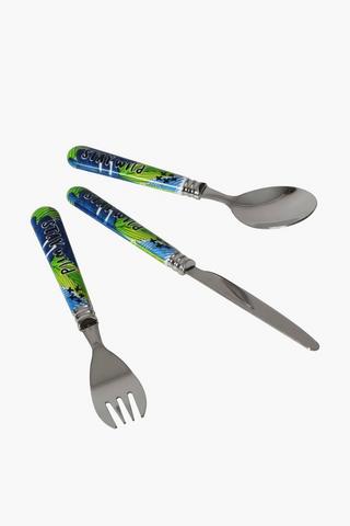 Colab Andel Olivier Jungle Metal 3 Piece Cutlery Set