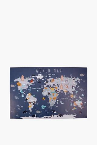 Canvas World Map, 90x60cm