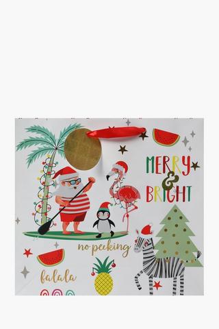 Merry And Bright Christmas Gift Bag Medium