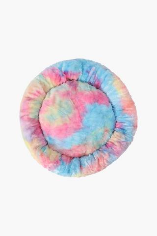 Faux Fur Tie Dye Round Pet Bed
