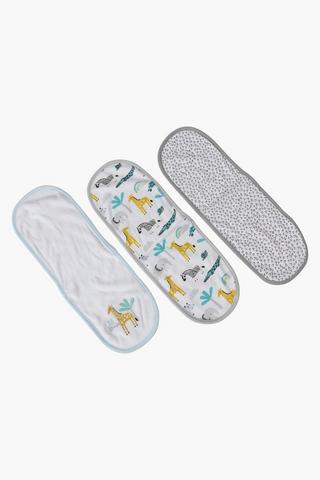 3 Pack Embroidered Safari Burp Cloth