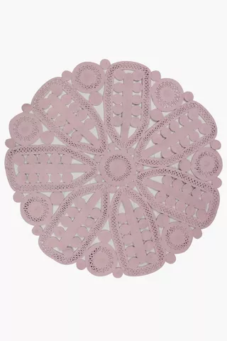 Crochet Lace Round Rug, 90cm