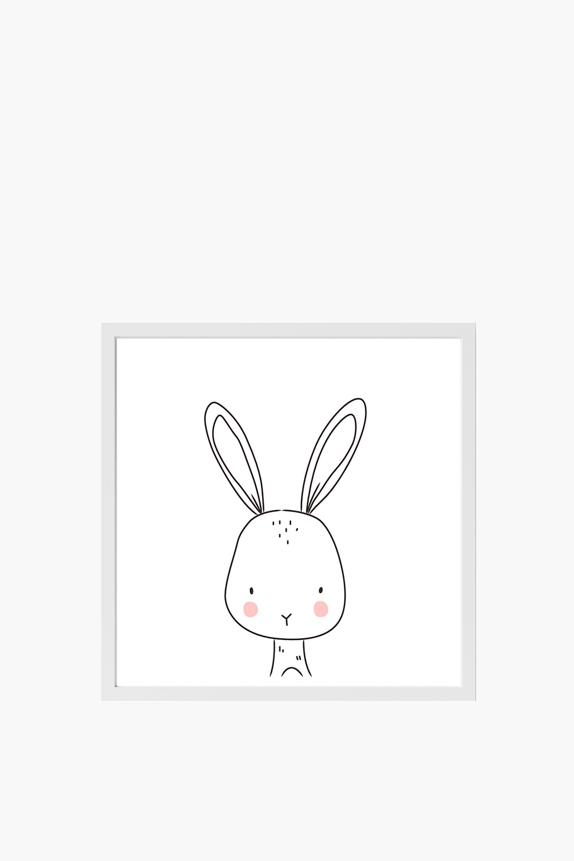 Framed Line Bunny Wall Art 40x40cm