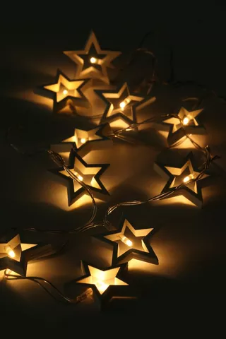 Wooden Stars String Lights