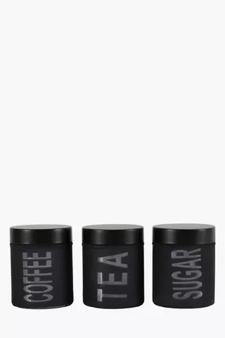 Set Of 3 Frosted Glass Canisters