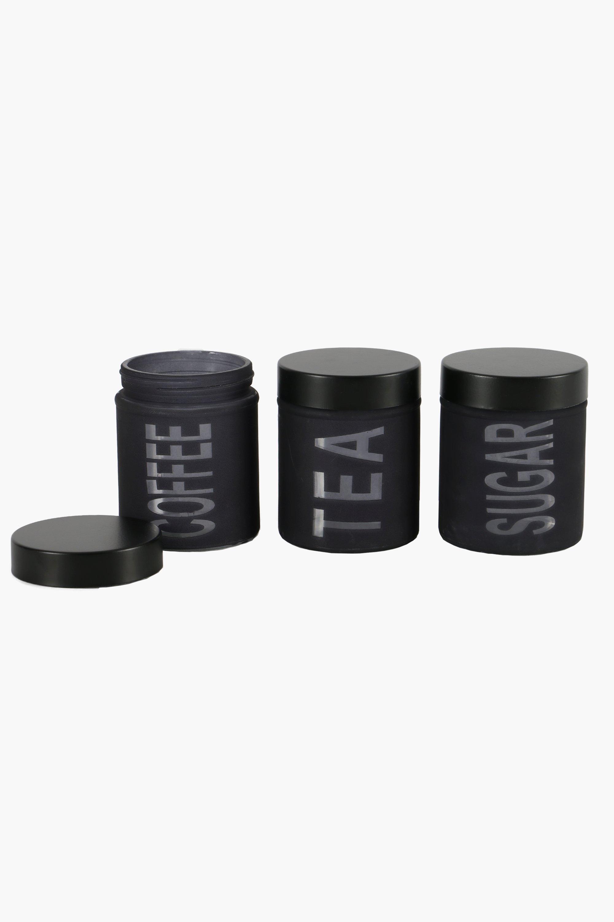 Set Of 3 Frosted Glass Canisters