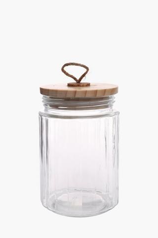 Ribbed Glass Canister, Medium