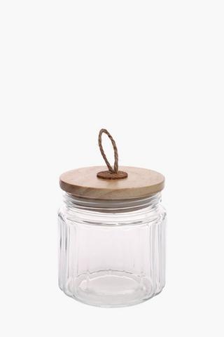 Ribbed Glass Canister, Small