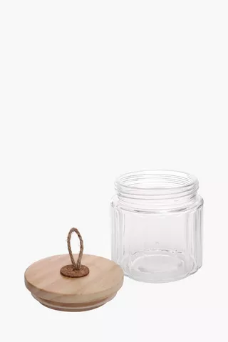 Ribbed Glass Canister, Small