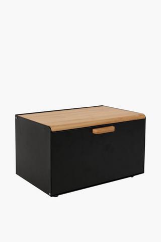 Metal Bread Bin With Wooden Lid
