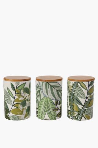 Set Of 3 Floral Canisters