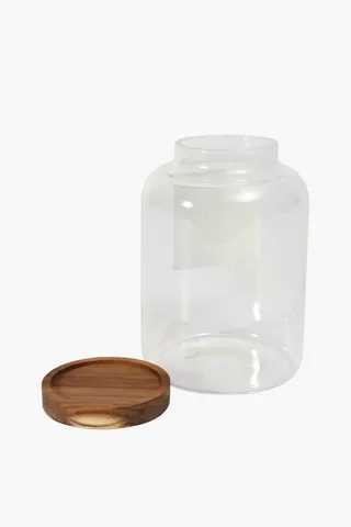 Acacia Wood And Glass Jar Medium
