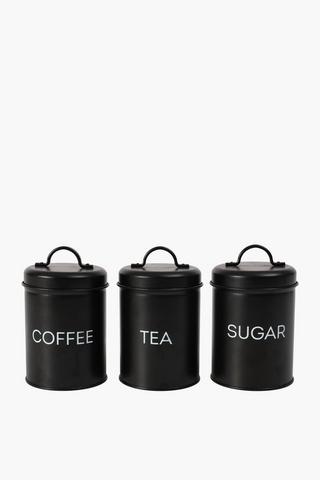 Set Of 3 Enamel Canisters