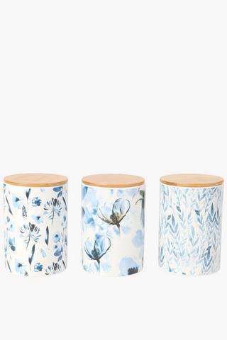 Set Of 3 Cypress Floral Canisters