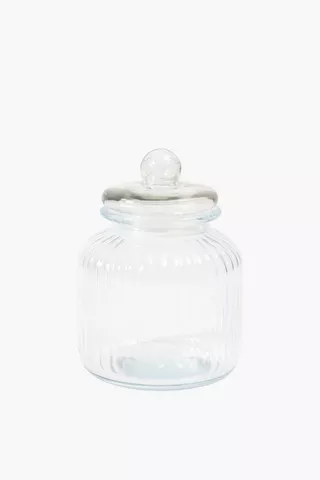 Ribbed Glass Cookie Jar 3 L