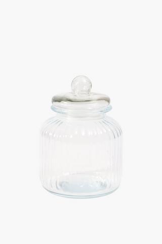 Ribbed Glass Cookie Jar 3 L