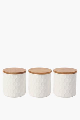 Set Of 3 Ceramic Beehive Canisters