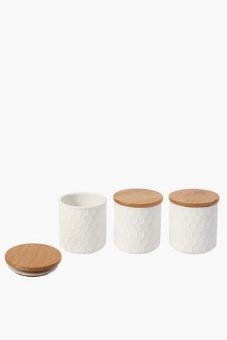 Set Of 3 Ceramic Beehive Canisters