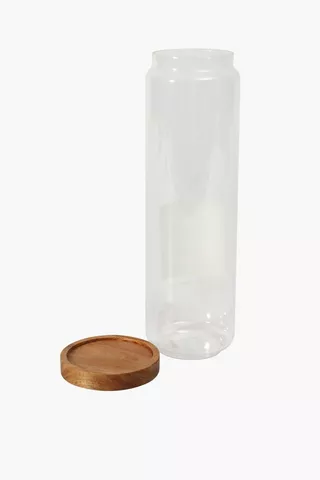 Acacia Wood And Glass Jar Tall