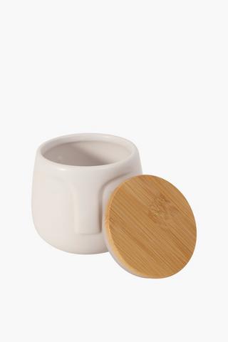 Face Canister With Wood Lid Small
