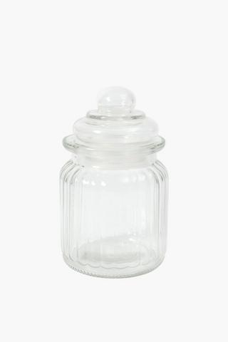 Mini Ribbed Glass Storage Jar