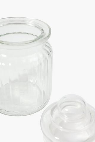 Mini Ribbed Glass Storage Jar