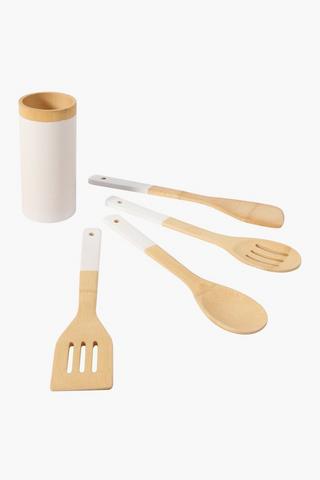 5 Piece Bamboo Utensil Set