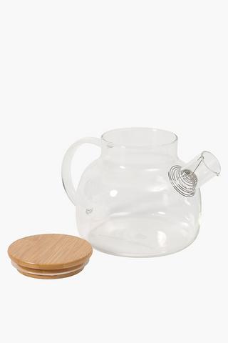 Glass Tea Pot With Wood Lid