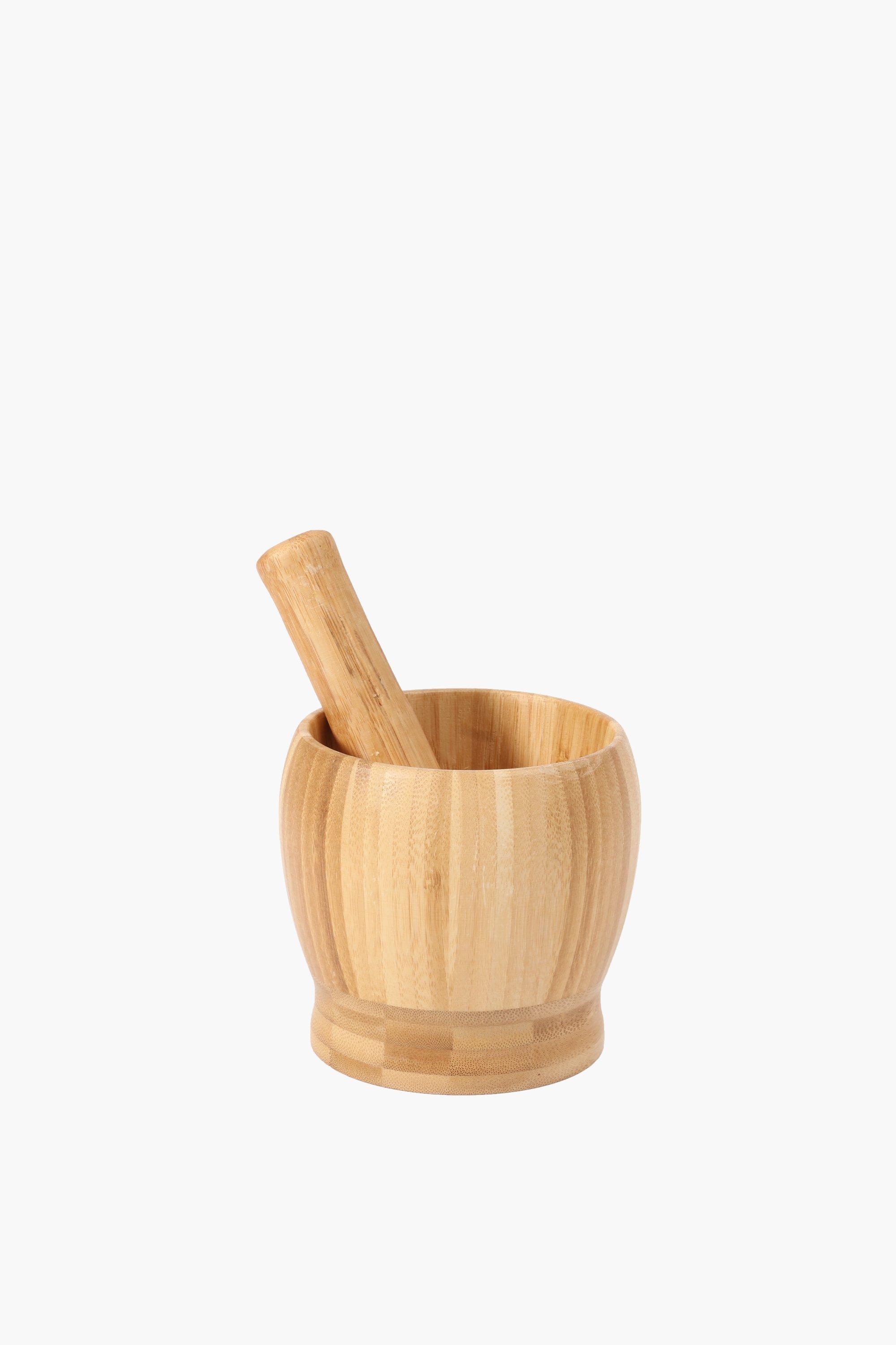 thumbnail image 2 of Bamboo Wood Mortar And Pestle Set - 3.5" X 4.5" X 5.5", Natural Woodland Pattern 2 of 13