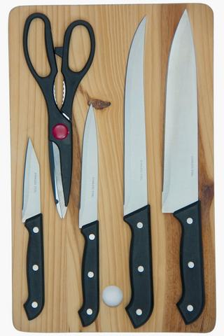 6 Piece Knife Set On Chopping Board