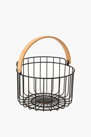 Metal And Wood Fruit Bowl