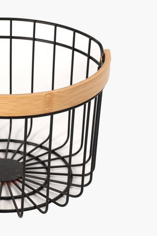 Metal And Wood Fruit Bowl