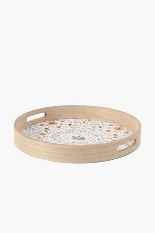 Bernadine Round Wood Serving Tray