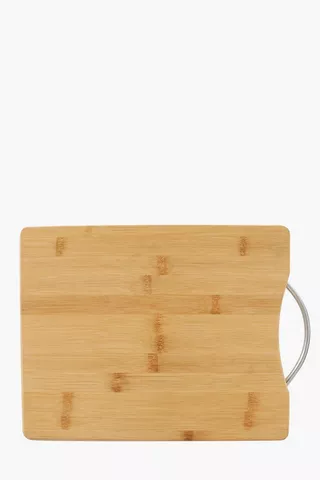 Bamboo Chopping Board With Metal Handle