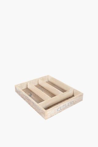 Farmhouse Wooden Cutlery Tray
