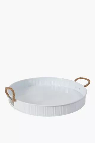 Rope Trim Ribbed Serving Tray