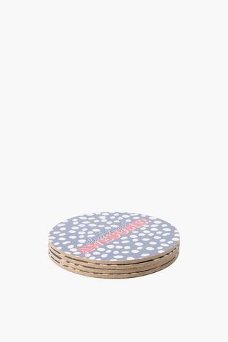 4 Pack Polka Cork Coasters