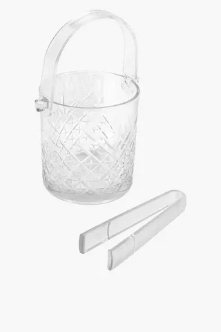 Diamond Glass Cut Ice Bucket