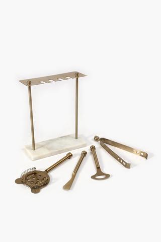 Marble And Metal Bar Tool Set