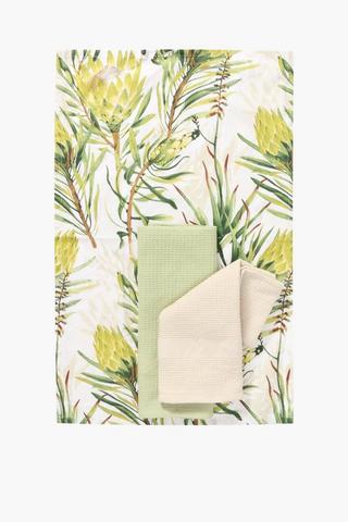 3 Pack Printed Floral Tea Towels