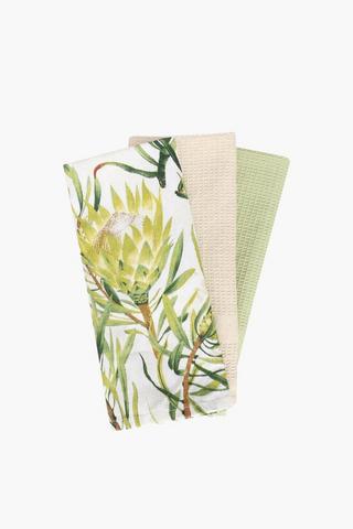3 Pack Printed Floral Tea Towels