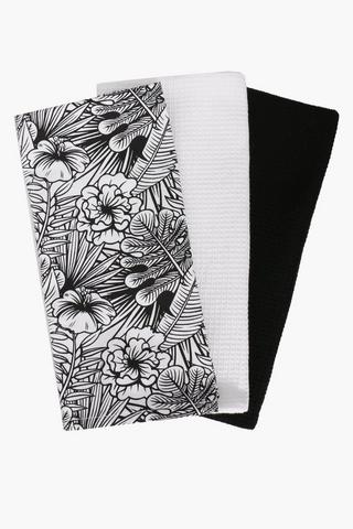 3 Pack Printed Floral Tea Towels